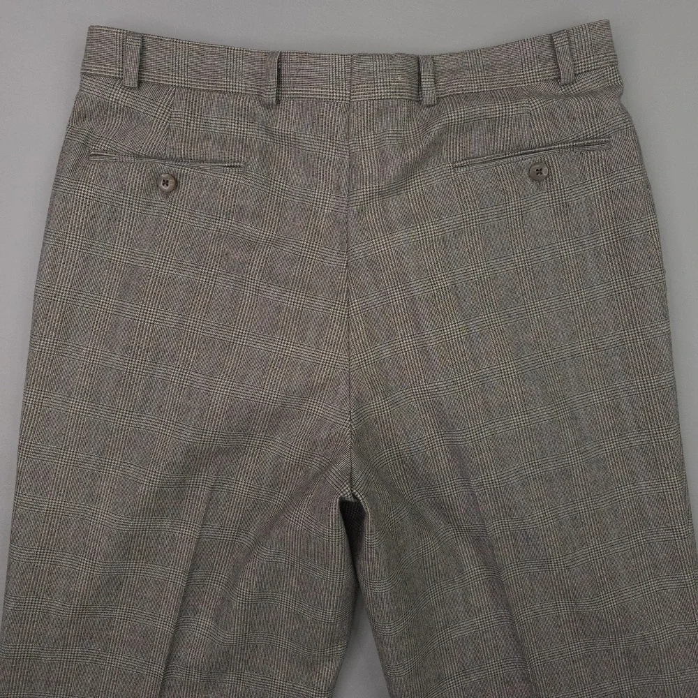 Polo University Pants Mens 35x32 Gray Wool Glen Plaid Pleated Cuffed Trousers